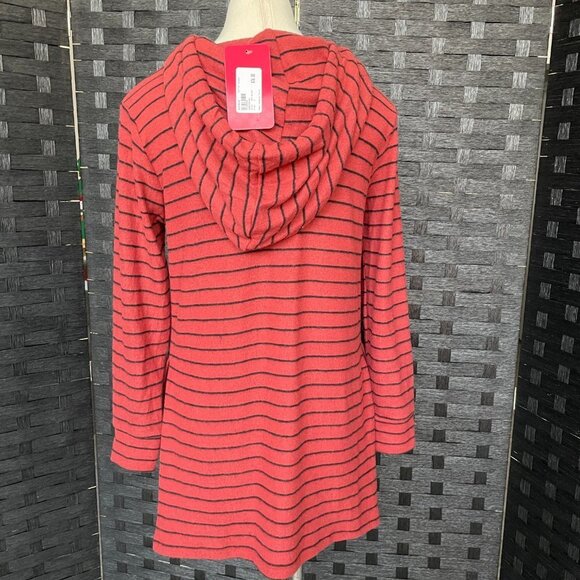 Peyton Jensen Women's Top Abby Hoodie Tunic Red/Black Stripes Size‎ S - Picture 3 of 7